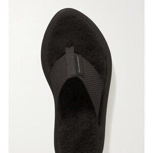 STELLA MCCARTNEY Air Slide faux fur-lined recycled canvas flip flops